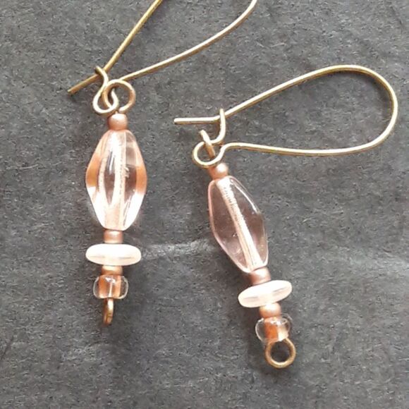 artisan earrings 467#mfs NEW boho Pink Czech glass drop earrings Antique.BronzeS - Picture 1 of 5